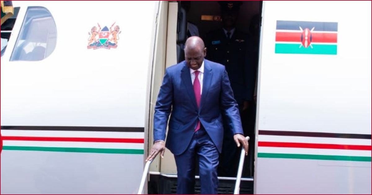 President William Ruto disembarked from a plane.
